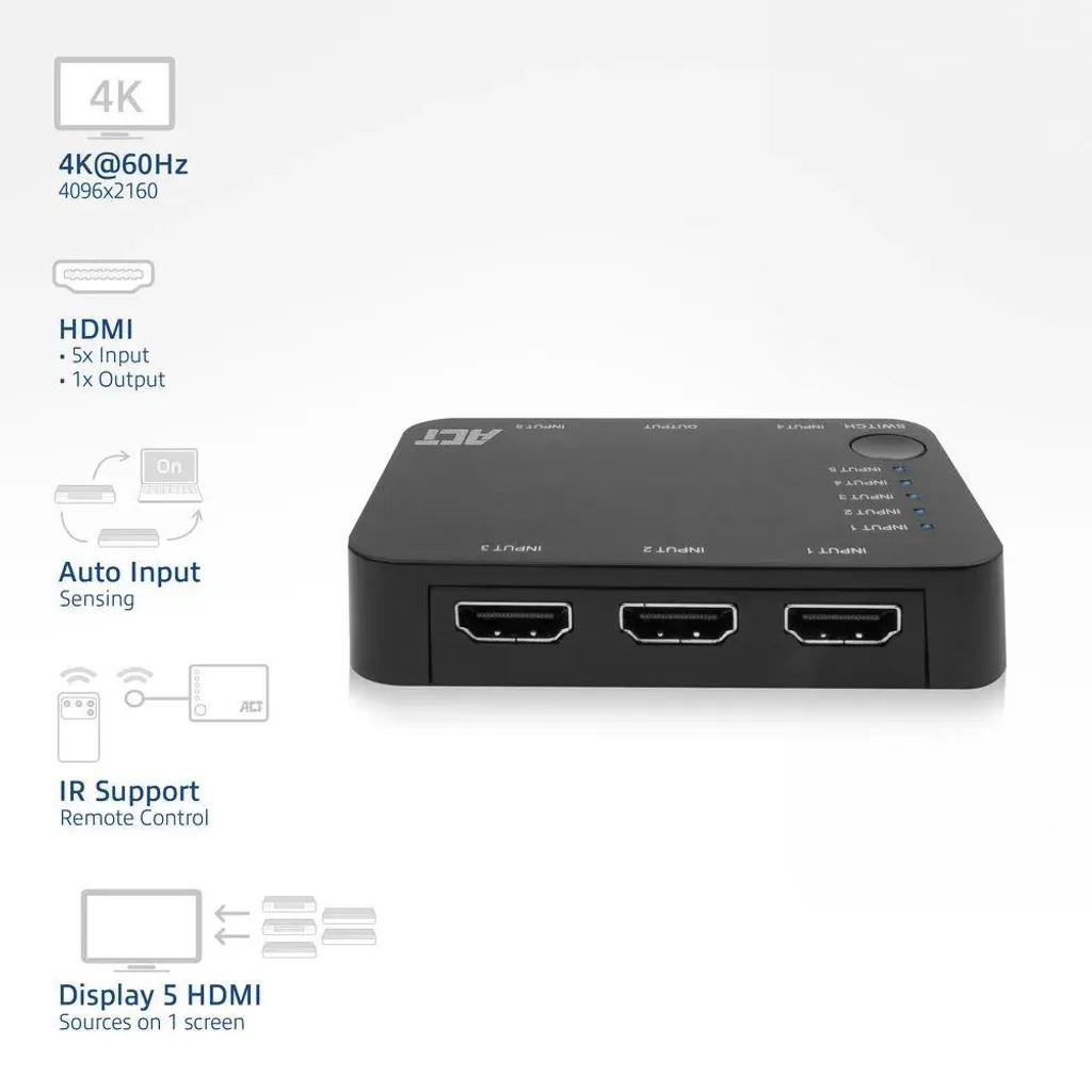 ACT AC7841 Câble HDMI 4K 18 Gbit/s noir - Compatible HDR 2160p