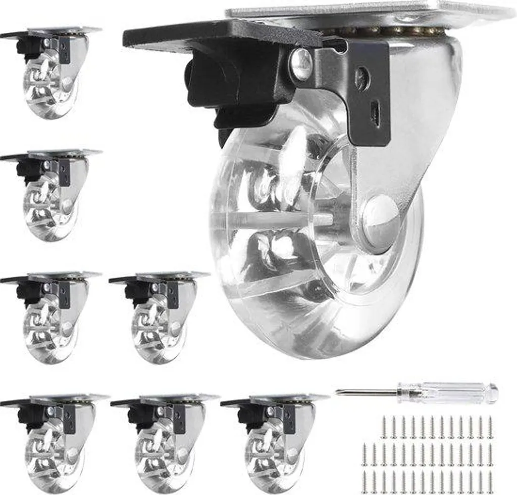 Roulettes de tiroir 50 mm pivotantes 160kg avec freins - Lot de 8pcs