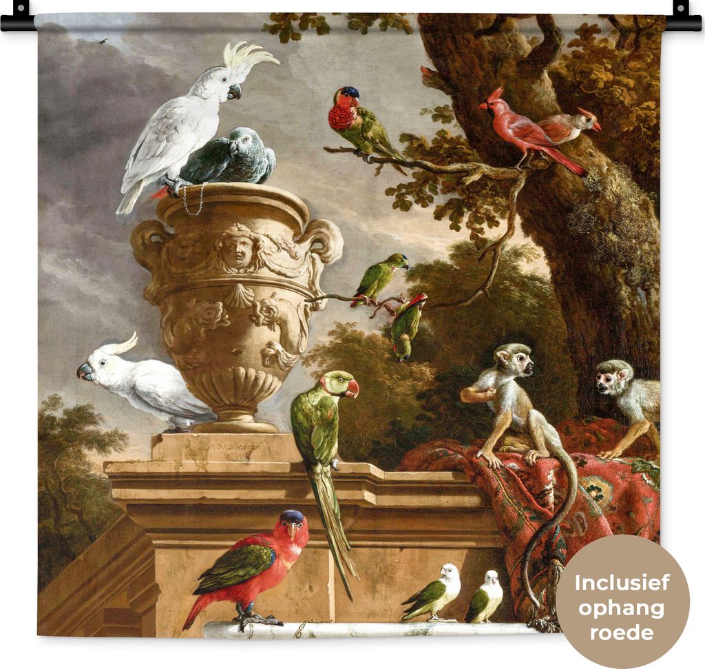 MuchoWow Wandteppich Wandbehang Die Menagerie - Melchior d' Hondecoeter - Vogel 60x60 cm Tapisserie Dekoration Wandtuch - Dekorationen - Wand Decke