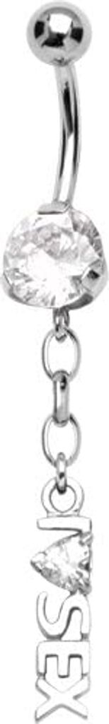 Karisma 1 Stück Bauchnabel Piercing Banana Weiss Stahl Rhodiniert - Dangle I Love Herz Stein Weiss BBZD-10.WH-A