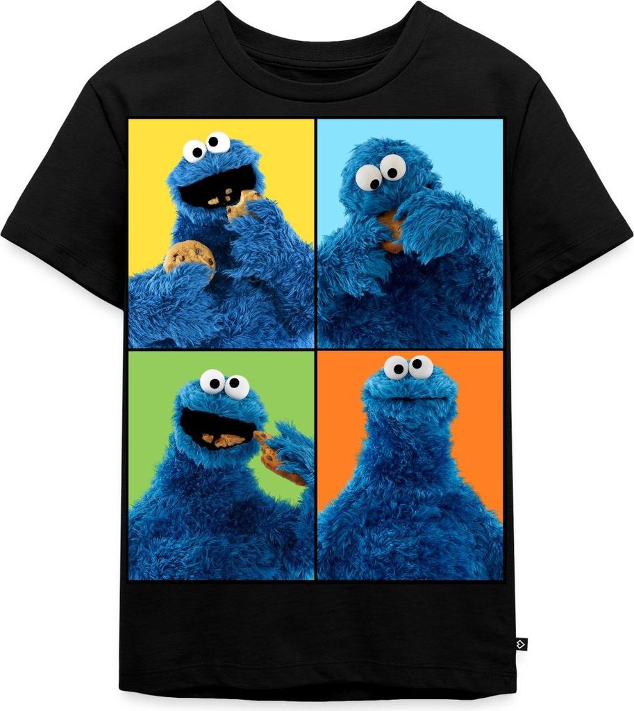 Spreadshirt Sesamstraße Krümelmonster Posen Kinder Premium T-Shirt, 98/104 (2 Jahre), Schwarz