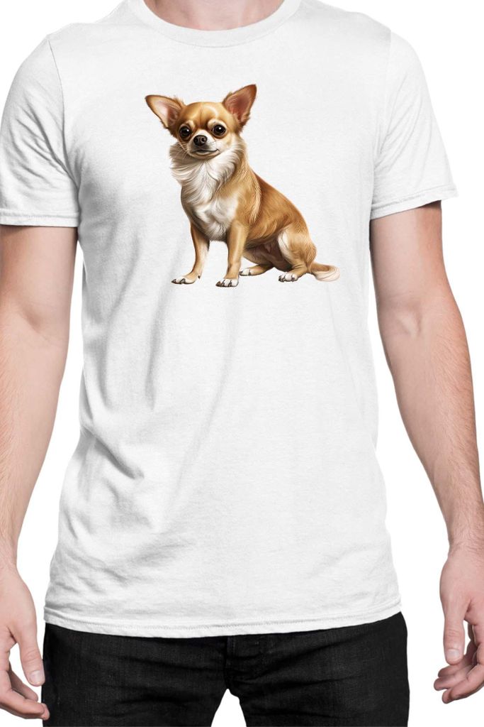 Herren T-Shirt Dogs Breeds Chihuahua Dog Breed 006, Man L / Weiß