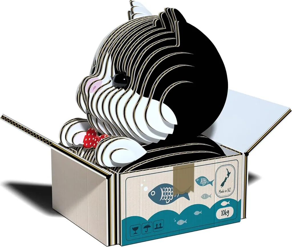 Puzzle 3D Chat Tuxedo EUGY en Carton Biodégradable pour Collection