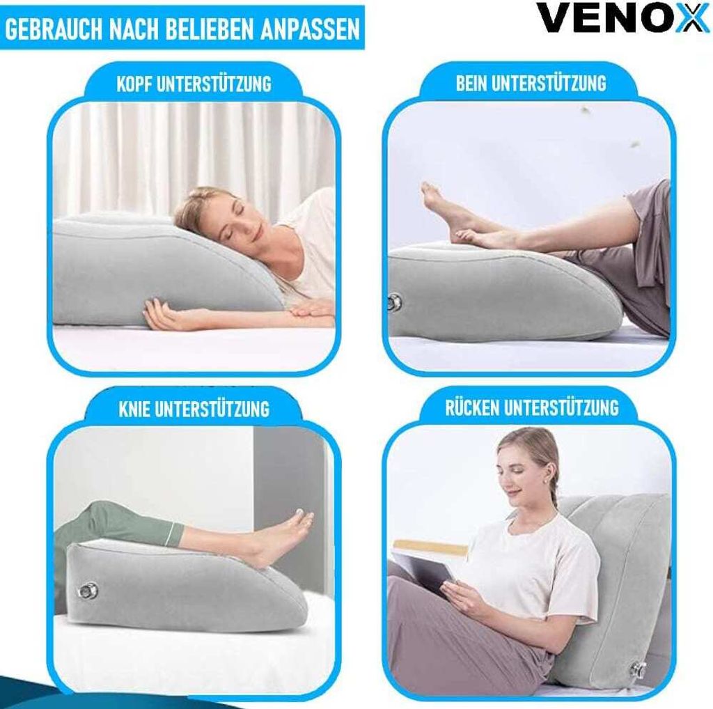 Umberline Cuscino Ortopedico In Memory Foam Per Sedia Ufficio E Auto – Supporto Per Schiena, Coccige E Fianchi – Fondo Antiscivolo, Federa Rimovibile (Blu) - 3
