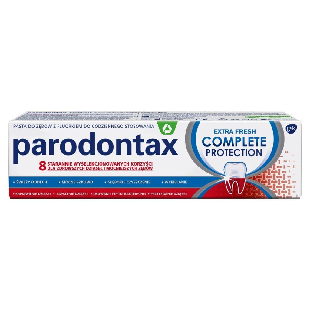 Parodontax Komplettschutz Zahncreme Extra Frisch mit Produktbild 
