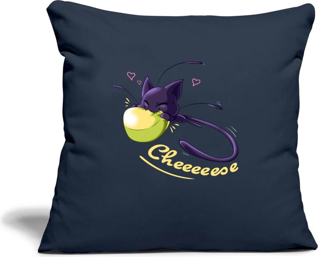 Spreadshirt Miraculous Plagg Liebt Käse Camembert Kissenbezug 45x45 cm, One size, Navy