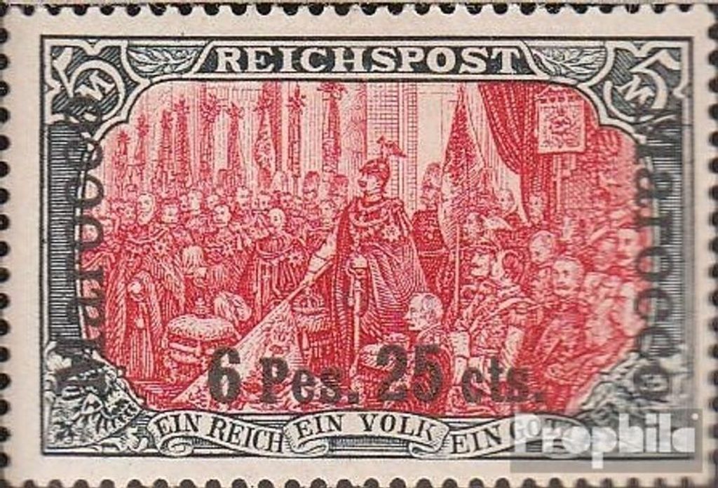 Briefmarken Dt. Post Marokko 1903 Mi 19II, fetter Aufdruck mit Falz Germania-Aufdruck