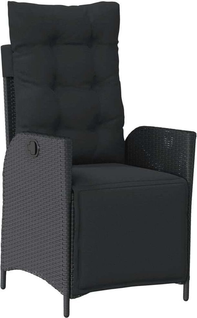 vidaXL Zahradní židle s nastavitelnou podnožkou Black Poly Obrázek produktu 
