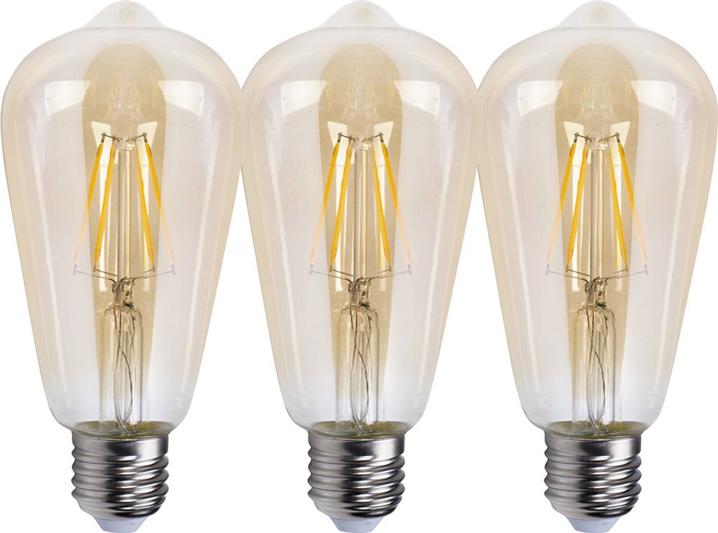 3 x LED Filament Edison ST64 Leuchtmittel 4W E27 Gold extra Produktbild 
