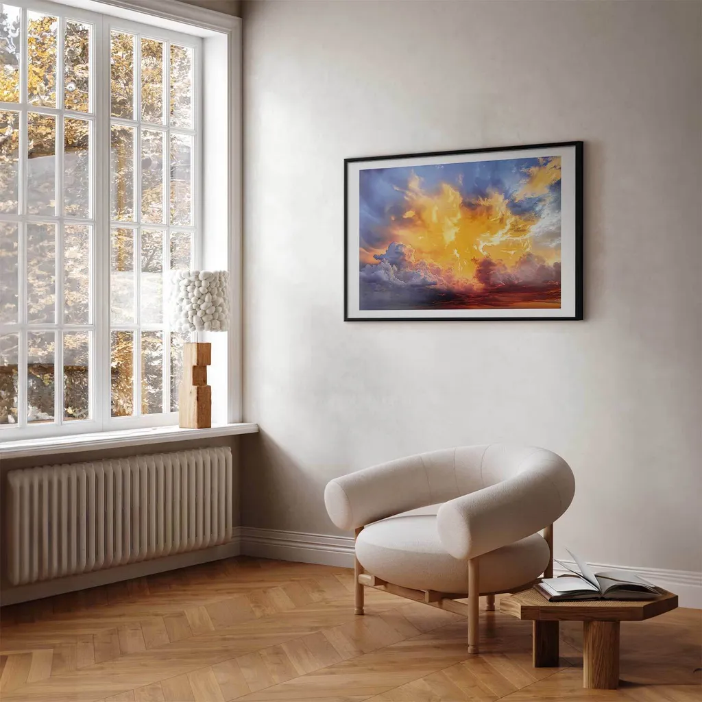 Poster del tramonto 60x40 cm con cornice nera con margine - 2