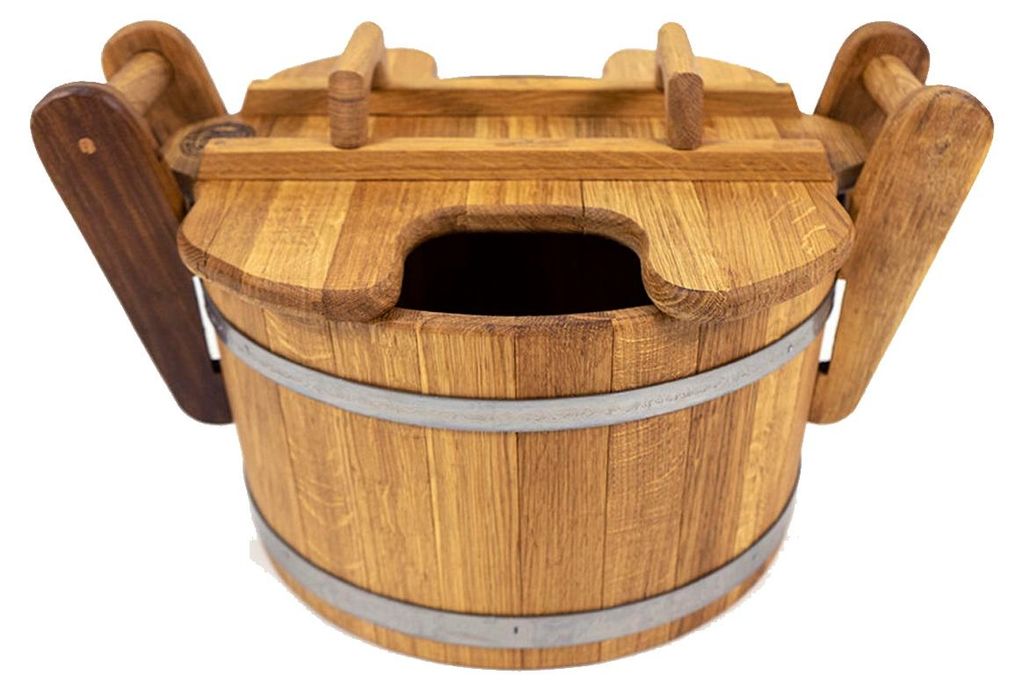 Pirts Bac à sauna en bois de chêne avec poignées en bois et Image du produit 