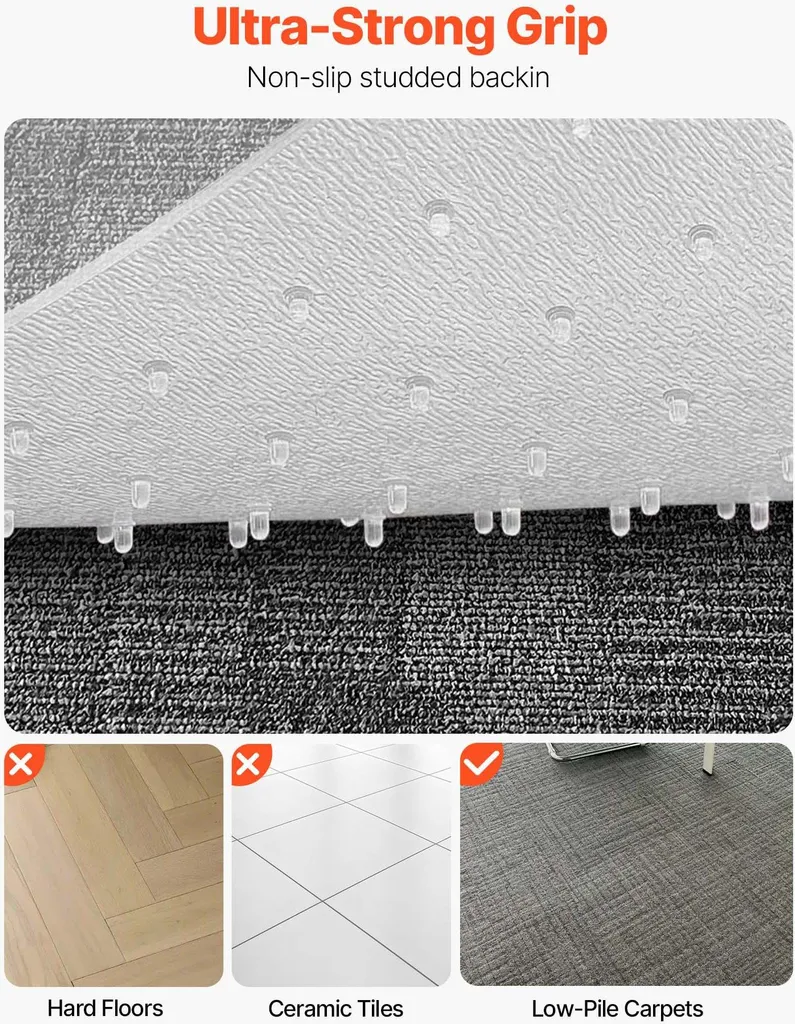 Tappetino di protezione per sedie SucceBuy (1225 x 915 mm) - Tappetino antiscivolo in PVC trasparente con borchie per pavimenti in moquette, ideale per far scorrere senza problemi le sedie da ufficio nell'ufficio di casa (rettangolare) - 3