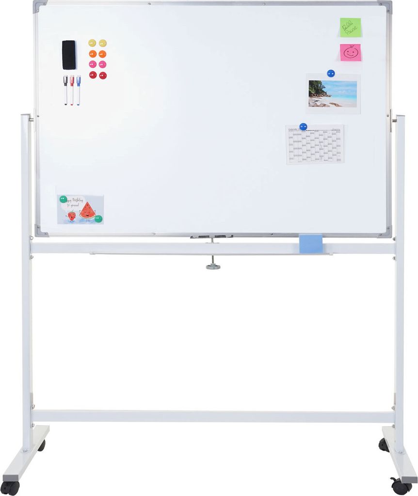 Whiteboard MCW-C85, Magnettafel Memoboard Pinnwand, mobil rollbar inkl. Zubehör 120x90cm