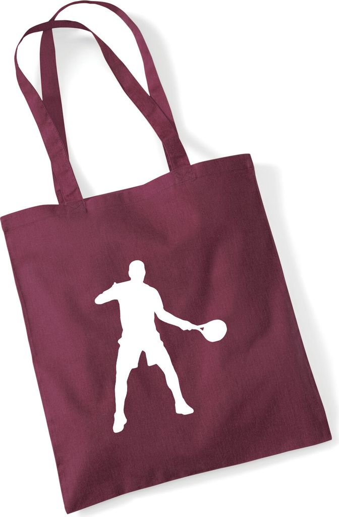 Huuraa Jutebeutel Tennis Silhouette 10 Liter Burgundy Baumwolle Tasche Geschenkidee