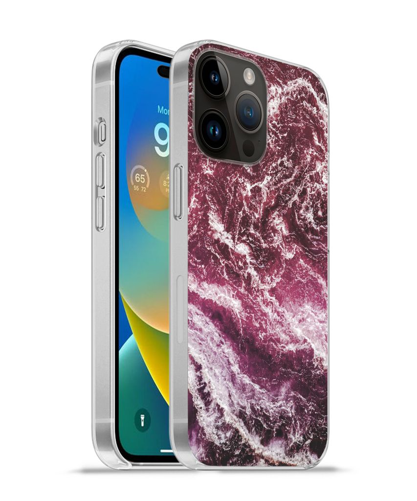 MuchoWow Handyhülle Schutzhülle Hülle für Apple iPhone 14 Pro Max Natursteine - Lila - Marmor Silikon Softcase Handy Hülle - Hardcover