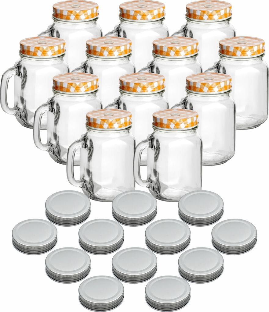 set di 12 bicchieri 450 ml con coperchio arancio, color Immagine del prodotto 