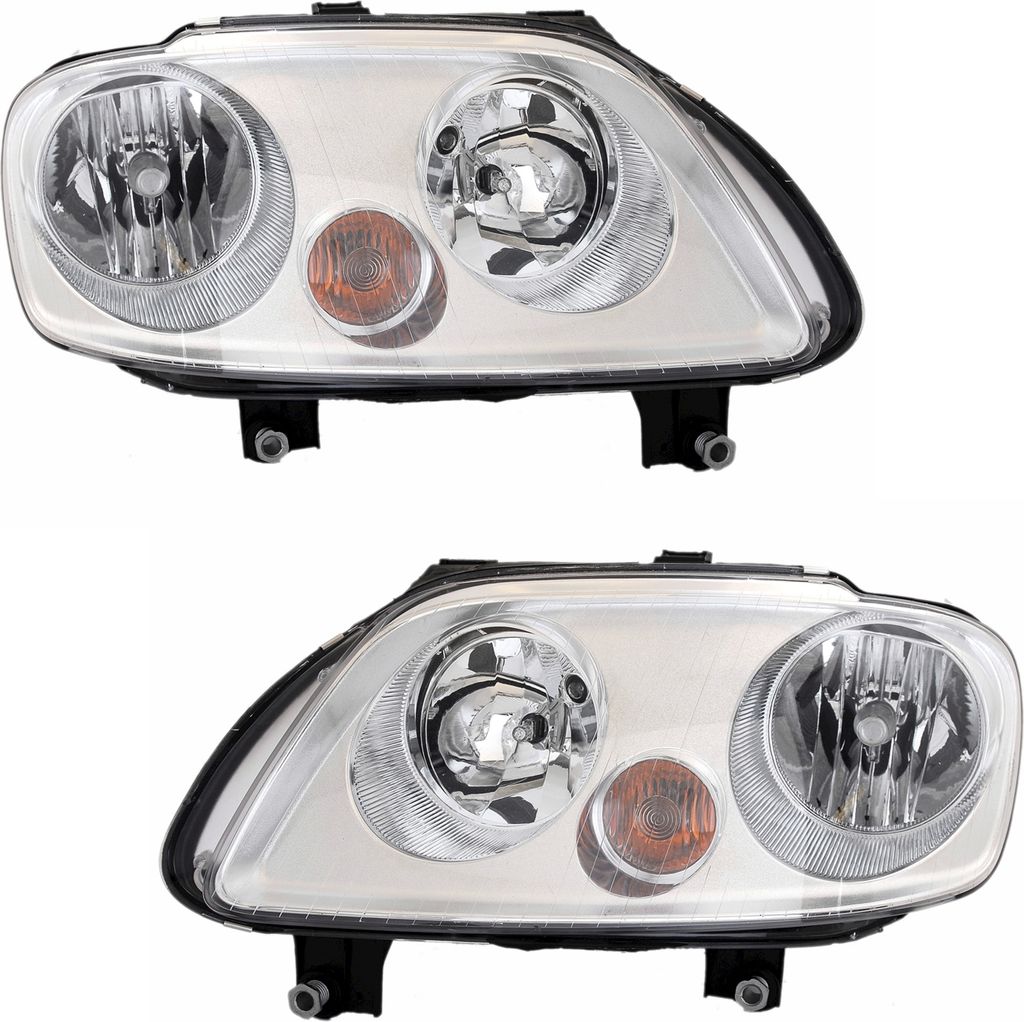 TYC Scheinwerfer Set für VW Caddy 2K Touran 1T Halogen H1 H7 Chrom LWR Motor