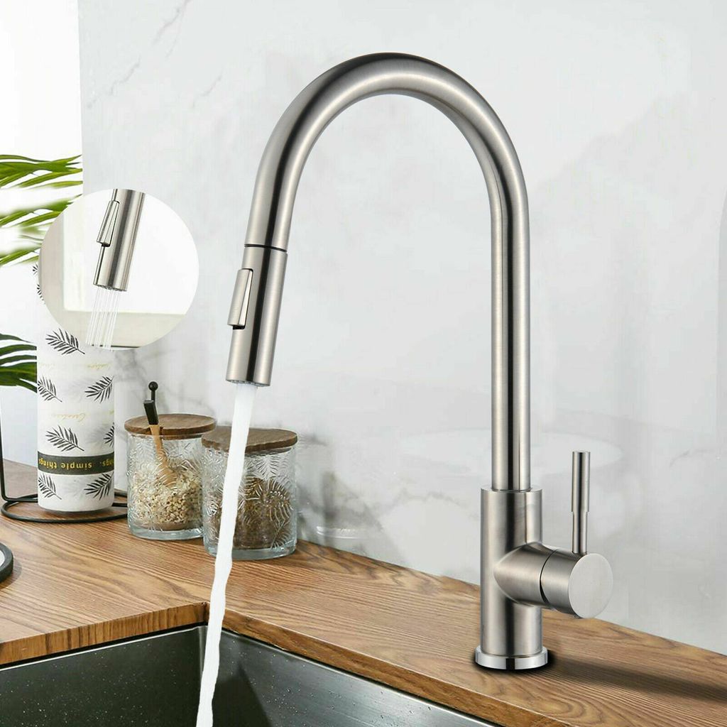 360° Küchenarmatur Wasserhahn Küche ausziehbar Brause Edelstahl Einhandmischer