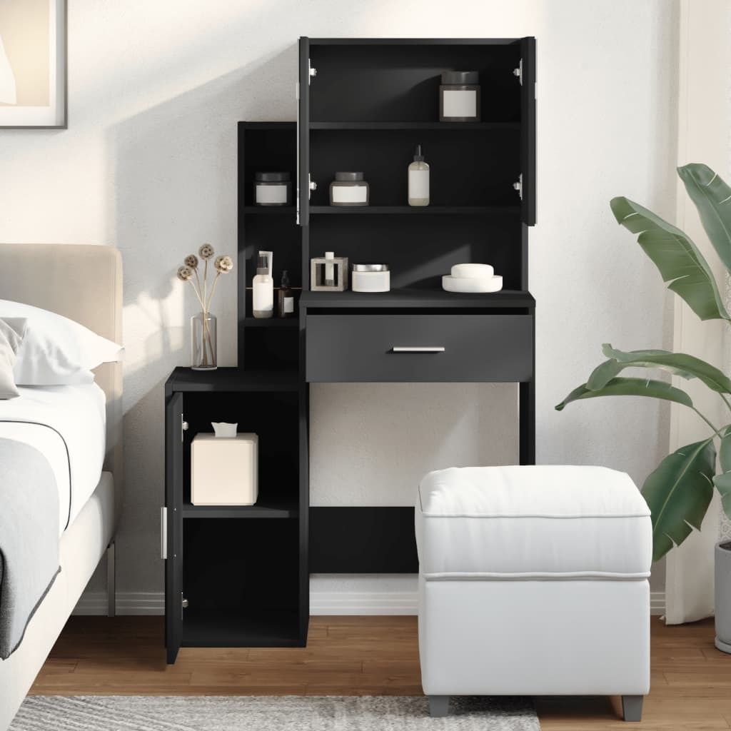"2026 Aktion"Schminktisch Modernes Design - Kosmetiktisch/Frisiertisch - mit Schrank Schwarz 80x35x132 cm DEMöbel 1598052