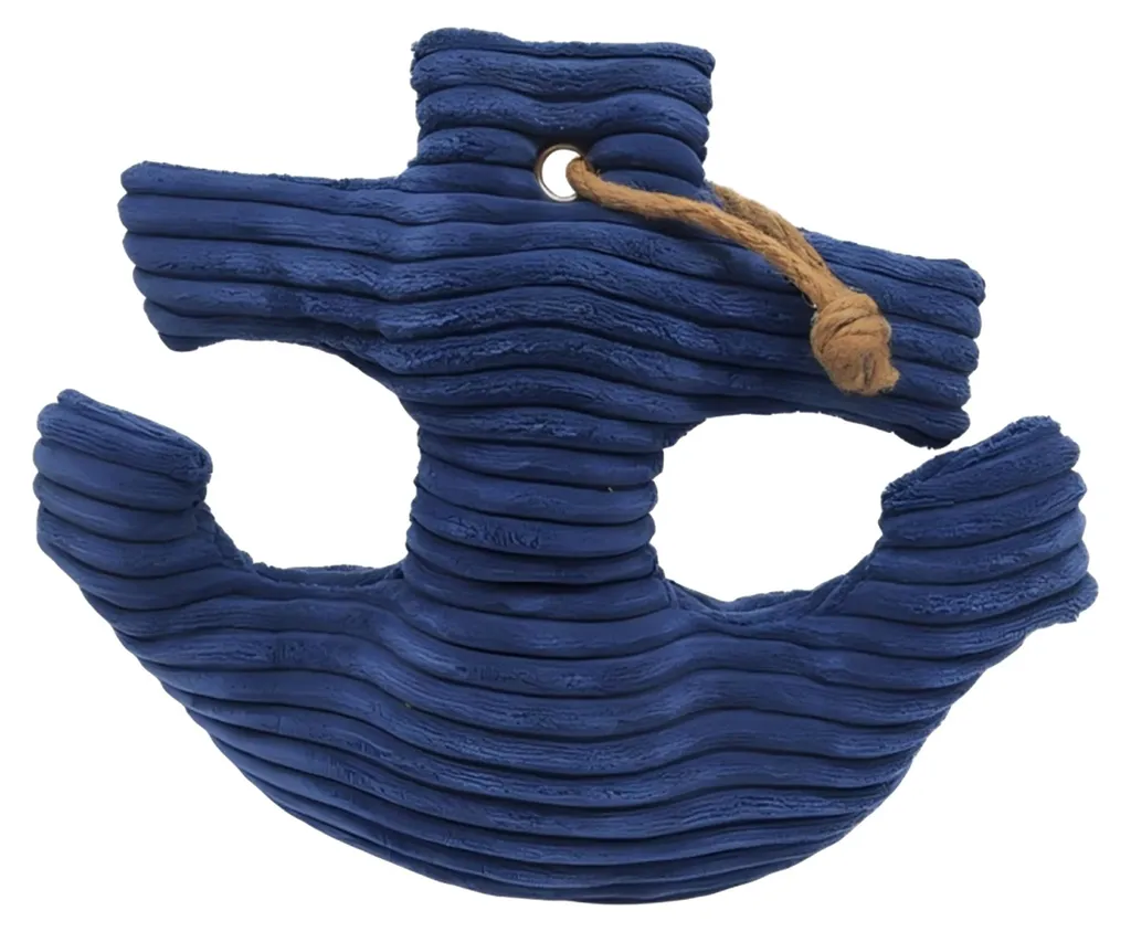 Butoir de porte anti-claquement Ancre bleue 38cm en coton et sable