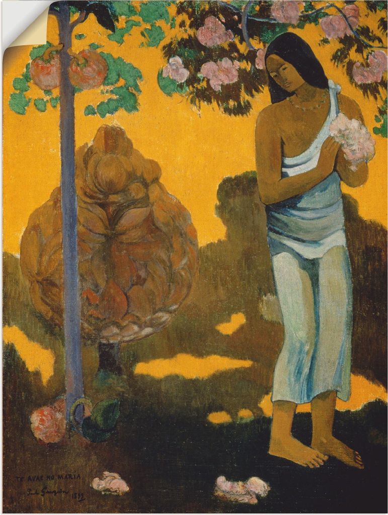 ARTland Wandbild, selbstklebend Frau mit Frühlingsblüten Größe: 90x120 cm