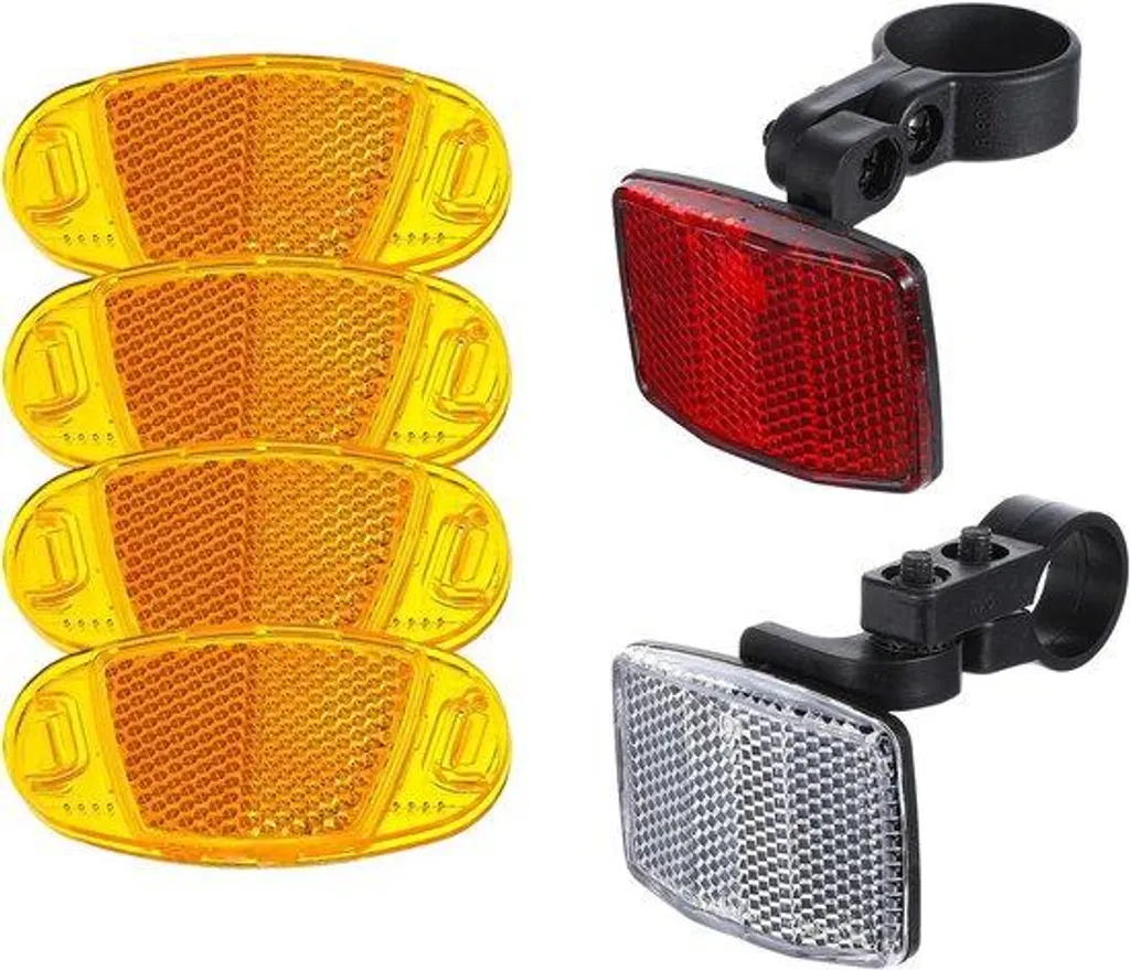 Kit de 6 réflecteurs vélo blanc et rouge pour sécurité VTT et ville