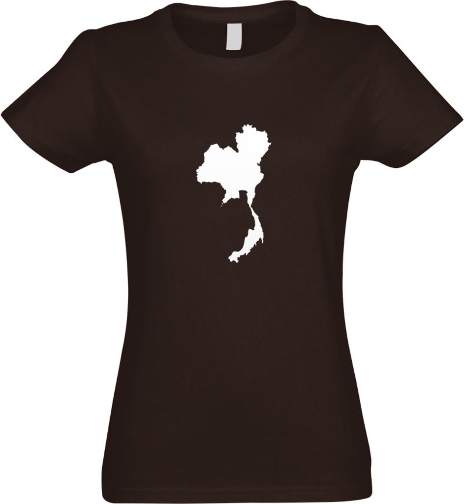 Kiwistar - T-Shirt tailliert - Damen - Chocolate - Thailand Umriss Kontur - mit Motiv Bedruckt - Funshirt Design - Sport - Freizeit - Damen - S