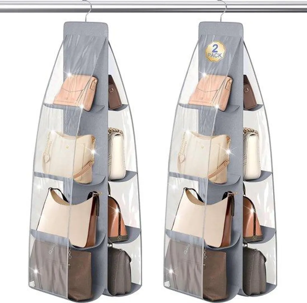 Pochette de rangement pour sac à main, lot de 2 organisateurs 8 en 1 gris