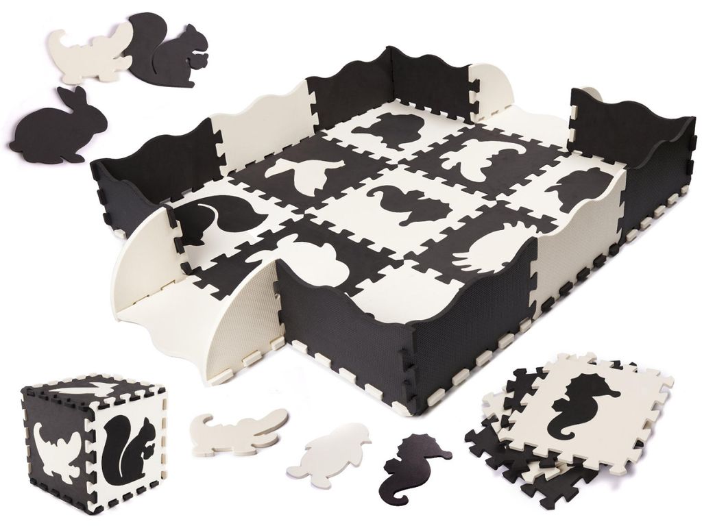 Tapis puzzles en mousse / parc pour enfants 25 pièces noir Image du produit 
