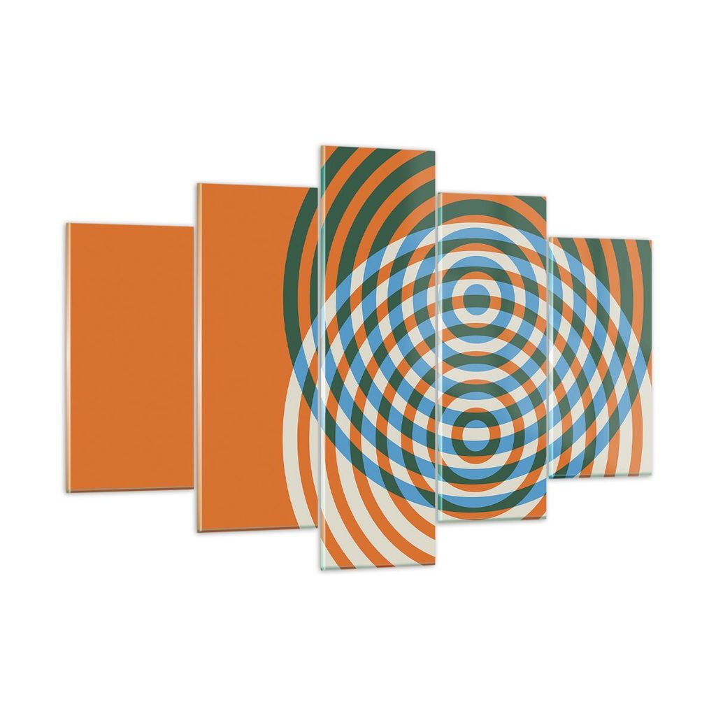 Bilder auf glas - 5 Teile - Abstraktion Modern Kreise - 150x100cm - Glasbilder - Wandbilder - Bilder - Wanddekoration aus Glas - Glas Bilder - Wand...