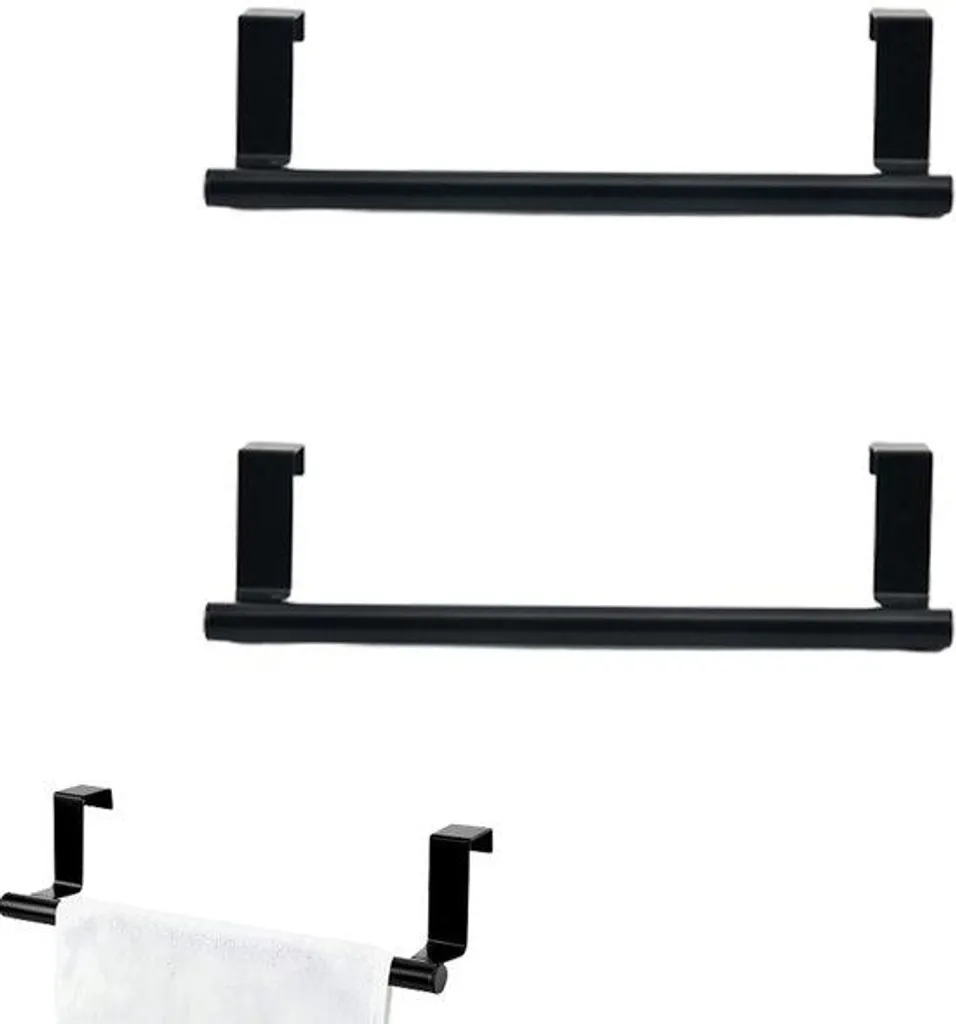 Porte-serviettes inox noir mat anticorrosion - set de 2 robustes 30cm