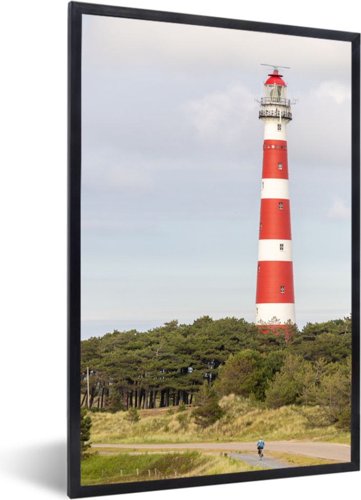 MuchoWow MuchoWow Gerahmtes Poster Insel - Leuchtturm - Niederlande 20x30 cm - Poster mit zchwarzem Bilderrahmen - Drucken - Bilder Poster im R...