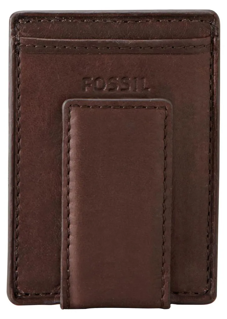 Fossil Ingram Magnetic Card Wallet - Porte-cartes en cuir brun élégant