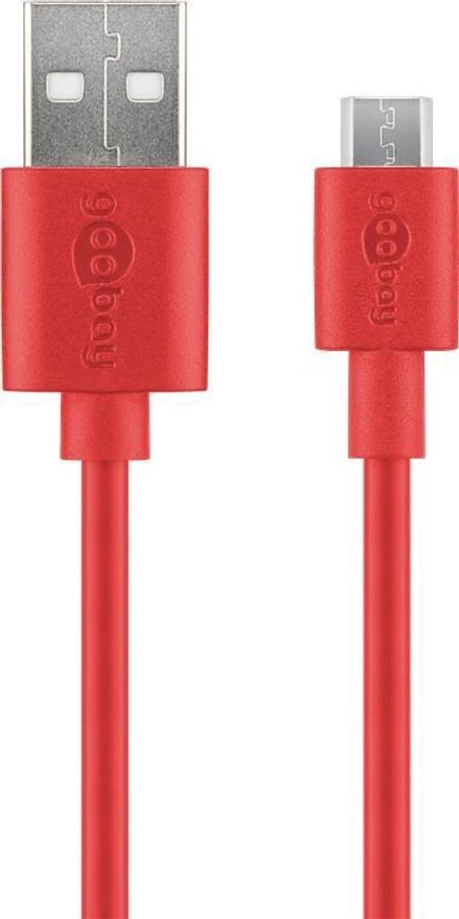 Goobay 43700 Micro USB Lade- und Synchronisationskabel, 1 m, Rot - für Android-Geräte, Rot