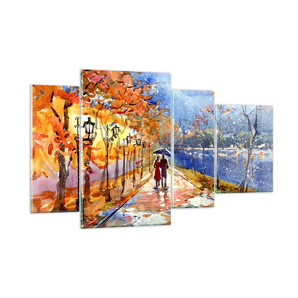 Bilder auf glas - Park Paar Baum - 120x70cm - Glasbilder - Wandbilder - Kunstdruck - zum Aufhängen bereit - Wanddekoration aus Glas - Glas Bilder ...