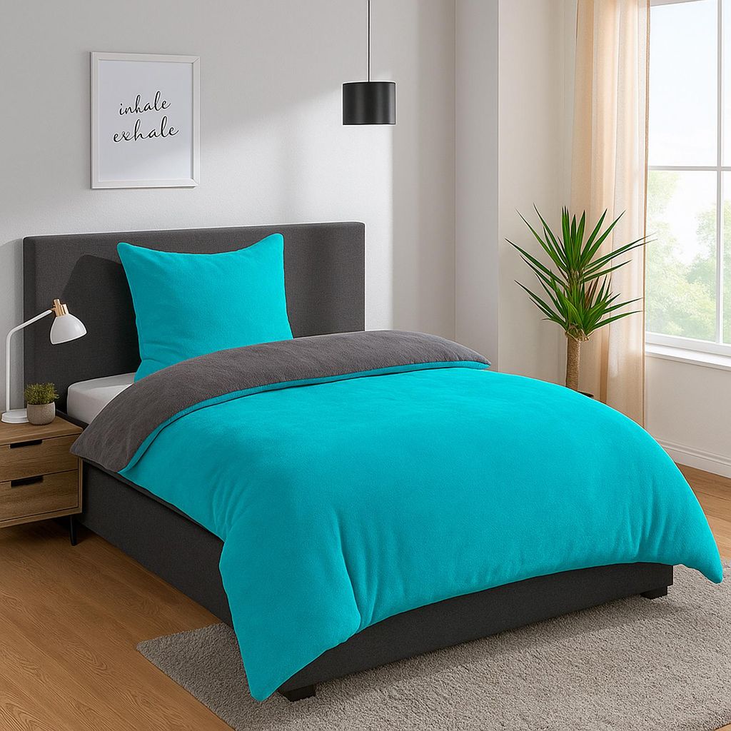 Heimtexland Teddy Flanell Wende Bettwäsche Set I Winter Bettbezug I kuschelig weich und warm I Kopfkissen 80x80 I Bettdecke 155x220 I Cashmere Tou...