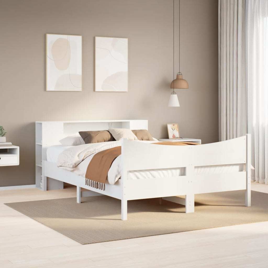 Maison Exclusive - Massivholzbett ohne Matratze Weiß 135x190 cm Kiefernholz