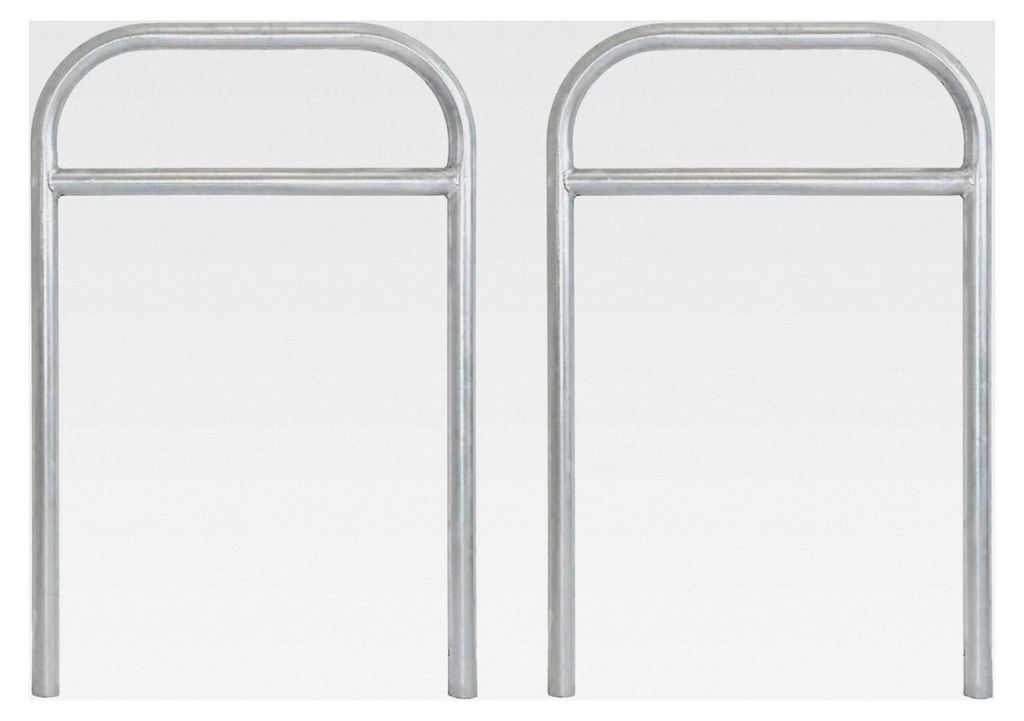 2 Fahrradanlehnbügel mit Mittelrohr 115 x 78 cm aus feuerverzinktem Stahl Ø 49 mm zum Einbetonieren für 2 Fahrräder, beidseitig nutzbarer Parke...
