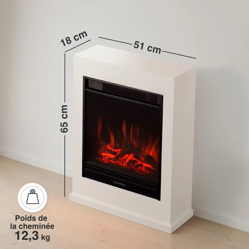 Cheminée électrique avec chauffage et télécommande - Modèle KALLE 3D - 6