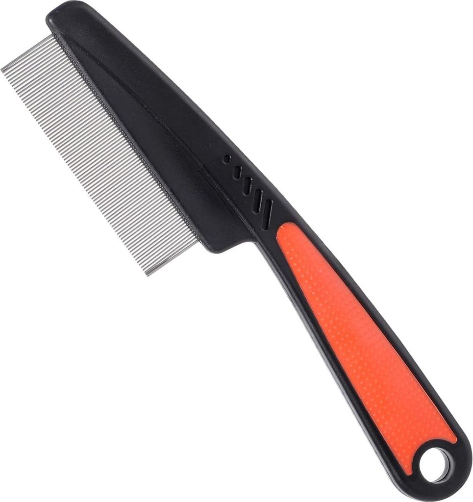 Flohkamm für langhaarige Hunde und Katzen - Ergonomischer Griff mit feiner Zahnung