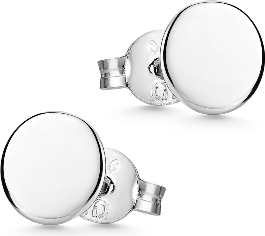 MATERIA Runde Ohrstecker Silber 925 für Damen Herren in 3 4 5 6 7mm Plättchen flach in Schmuck Etui SO-438