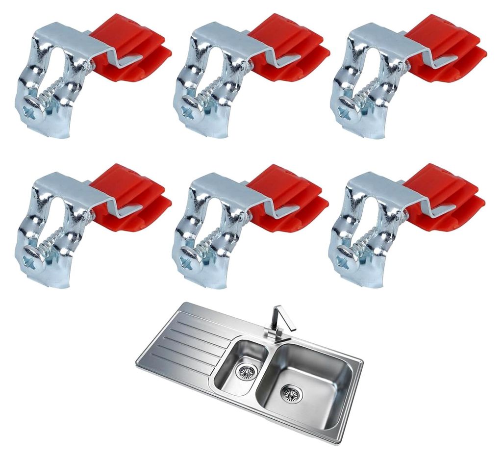 Befestigungsklammern für Spülen aus Edelstahl, verstellbar, 50 X 25 X 18 mm, 6 Stück