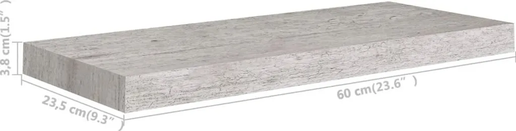 vidaXL Mensole Sospese 4 pz Grigio Cemento 60x23,5 MDF - Offerta - 10