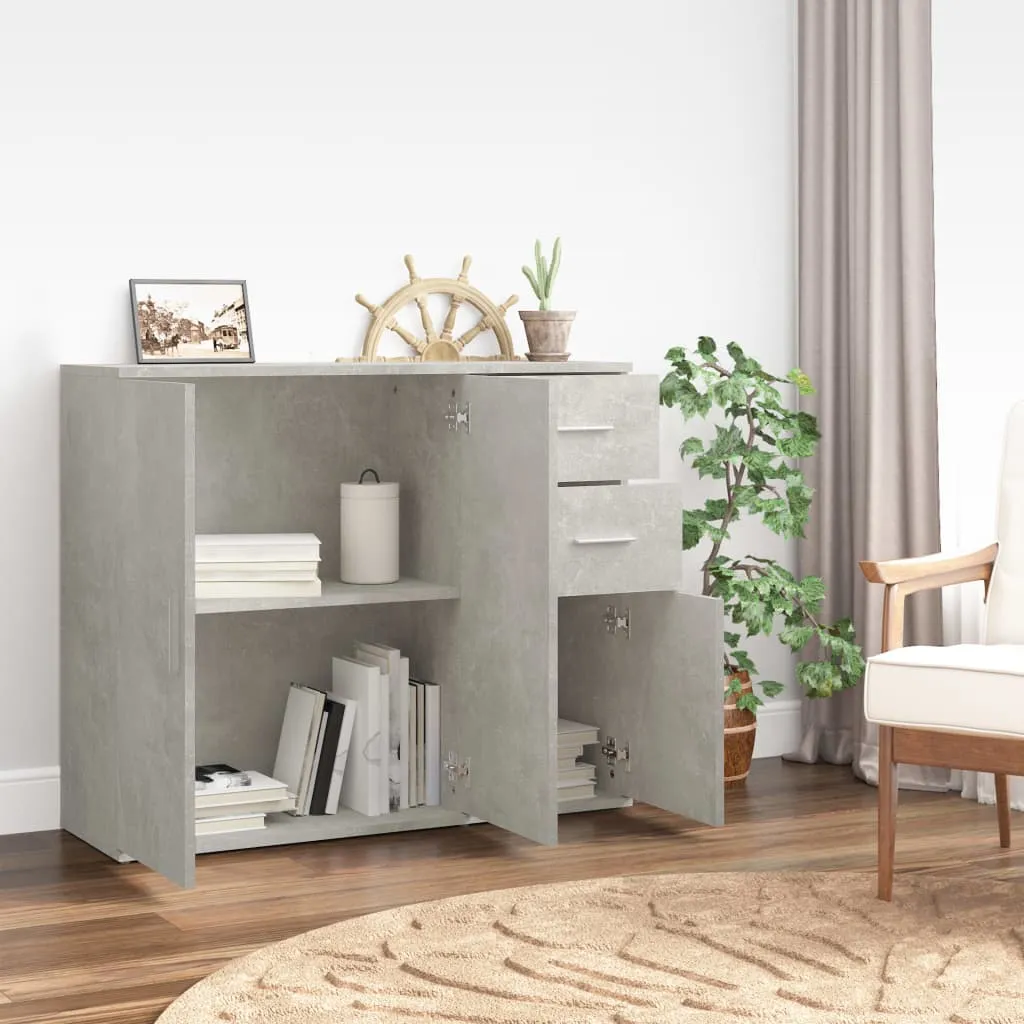 vidaXL Buffet Gris Béton 91x29,5x75 cm en Bois Composite Moderne - 4