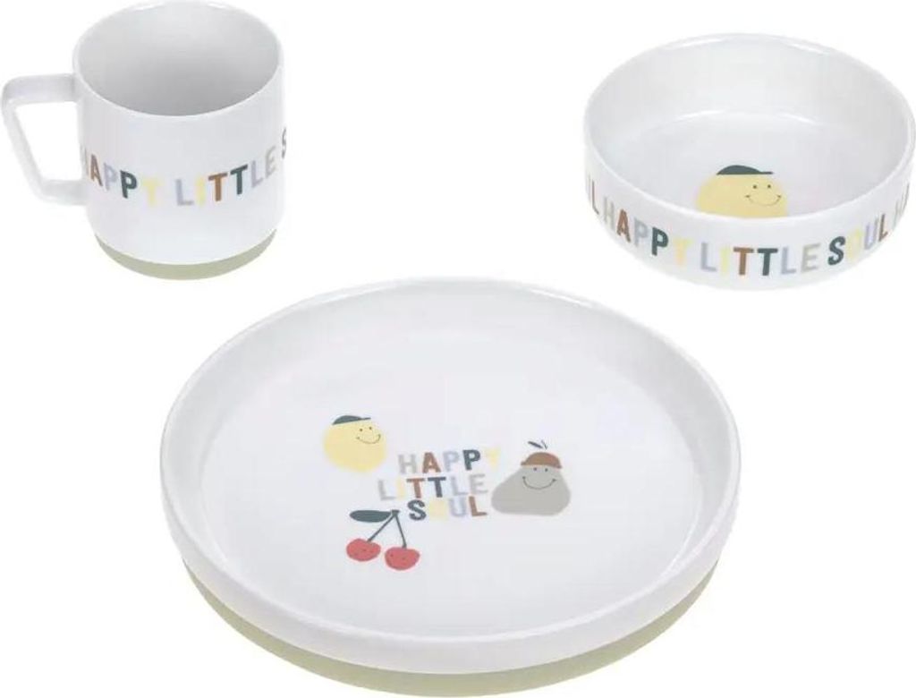 Lässig Kindergeschirr Set Porzellan - Happy Fruits - Zitrone Kirsche