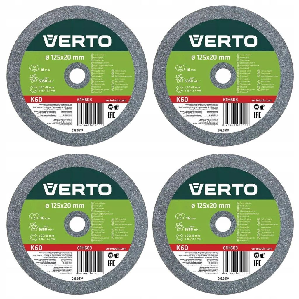 VERTO Schleifscheiben 125 x 20/16/12.7 Dick: 16 mm - 4 Produktbild 