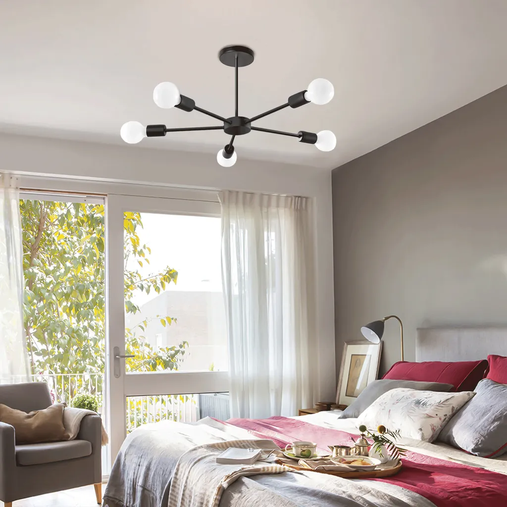 Lampe Suspendue 5 Points Toolight Noire APP1024-5CP en Métal Industriel - 3