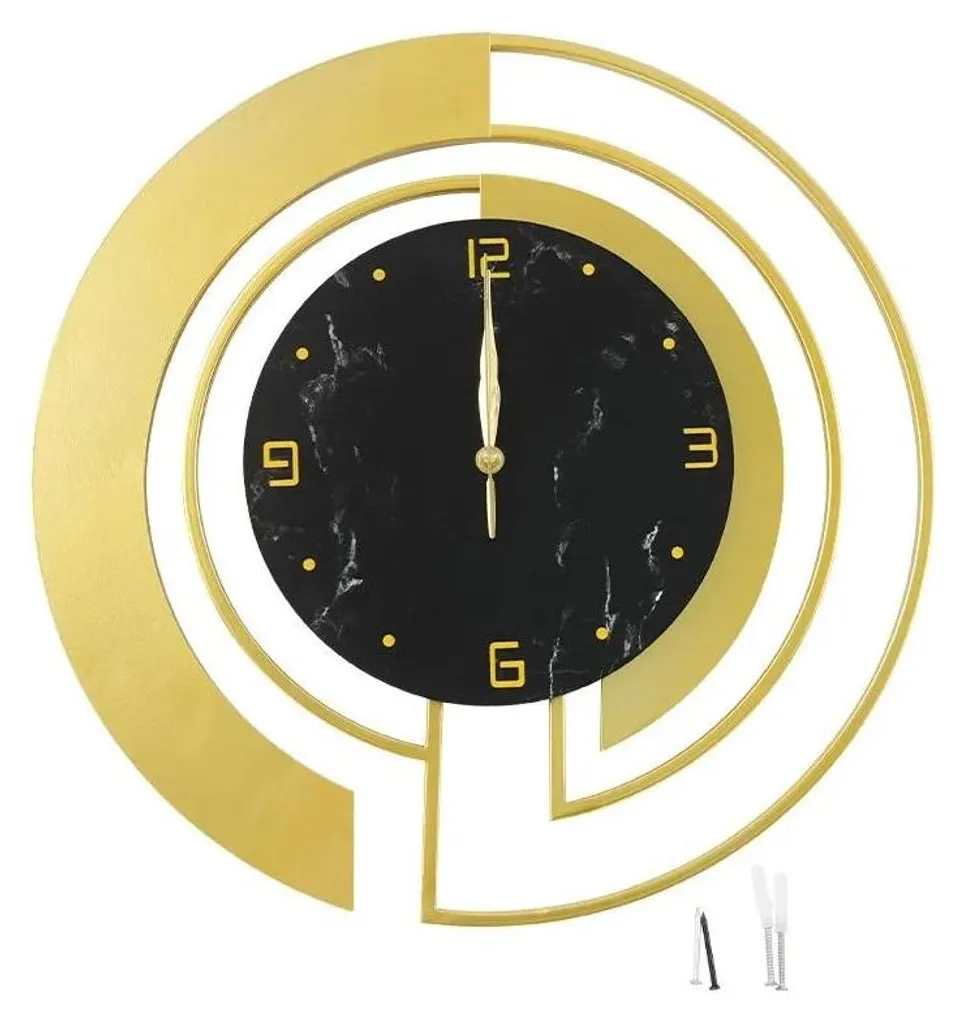 Horloge murale moderne ronde Ø 45 cm mouvement à quartz silencieux noir