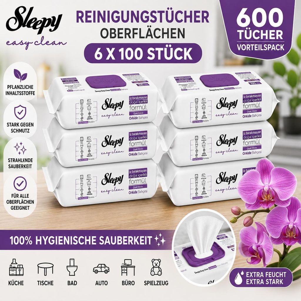 Sleepy Easy Clean Reinigungstücher Orchid Garden 6x100 Obrázek produktu 