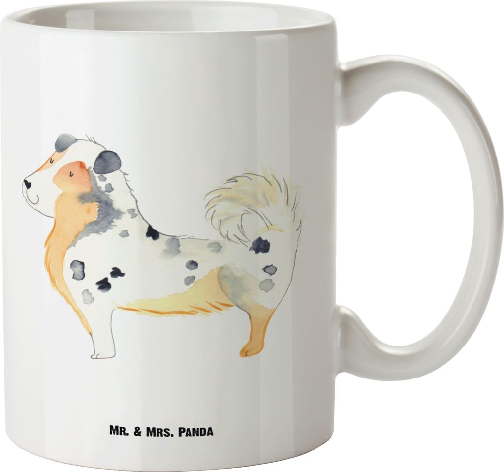 Mr. & Mrs. Panda Riesenkaffeetasse Hund Australien Shepherd - Weiß - Geschenk, Große Tasse, Sprüche, weisse, Spruch, jumbotasse, steingut, Keram...